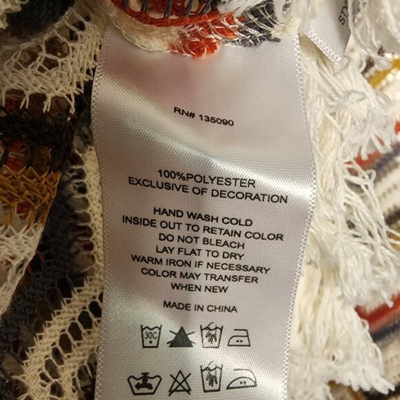 NWT BLACK SHEEP Red White Long Sleeve Fringe Knit Dress Womens Size M Medium - Picture 8 of 8